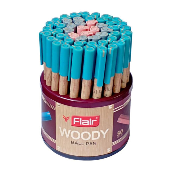 FLAIR Woody 0.7 mm Stand | Attractive Woody Design | Smooth Ink Flow System Ball Pen  (Pack of 50, Ink Color - Blue, Black, Red)