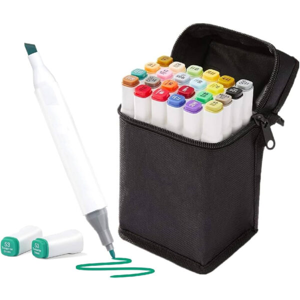 Double Head Sketch Bright Marker, 12 Different Dazzling Shades with 2in1 Tip Size 12 Pcs Set