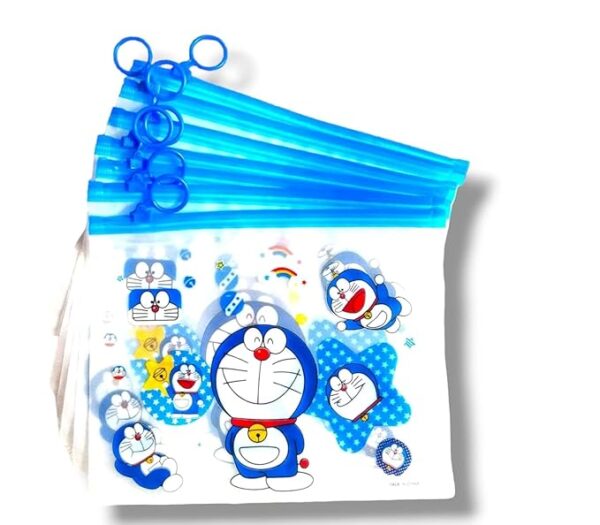 Transparent for Pen Pencil Sharpner School Girls and Boys | Multipurpose Pouch Return Gifts |Makeup kit/Travel Bag Organizer Zipper - Pack of 12 (Doraemon) - Image 2