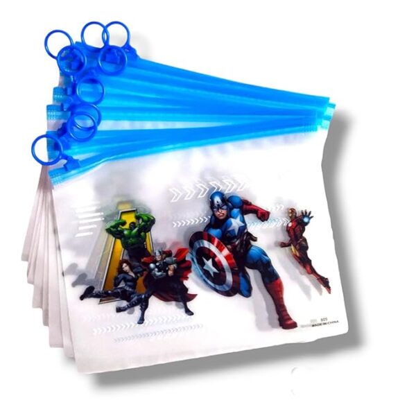 3D Pouch Transparent for Pen Pencil Sharpner School Girls and Boys | Multipurpose Pouch Return Gifts |Makeup kit/Travel Bag Organizer Zipper (Pack of 12) (Captain America)