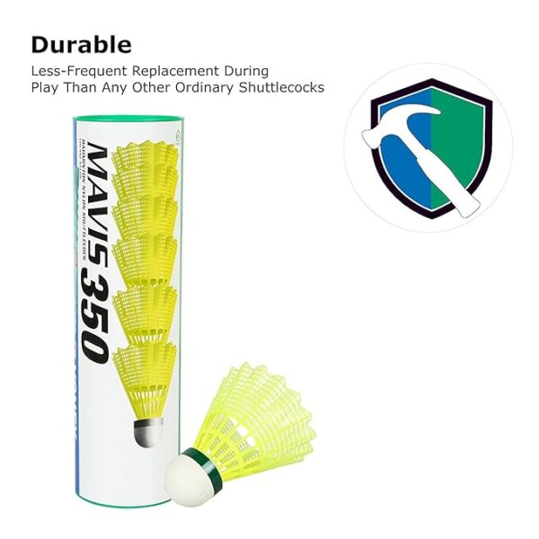 350 Green Cap Nylon Shuttlecock (Yellow) - Image 4