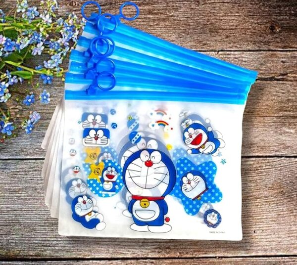 Transparent for Pen Pencil Sharpner School Girls and Boys | Multipurpose Pouch Return Gifts |Makeup kit/Travel Bag Organizer Zipper - Pack of 12 (Doraemon) - Image 4